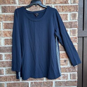 J. JILL  Wearever collection Navy Blue Grey Side Stripe Sweatshirt Tunic